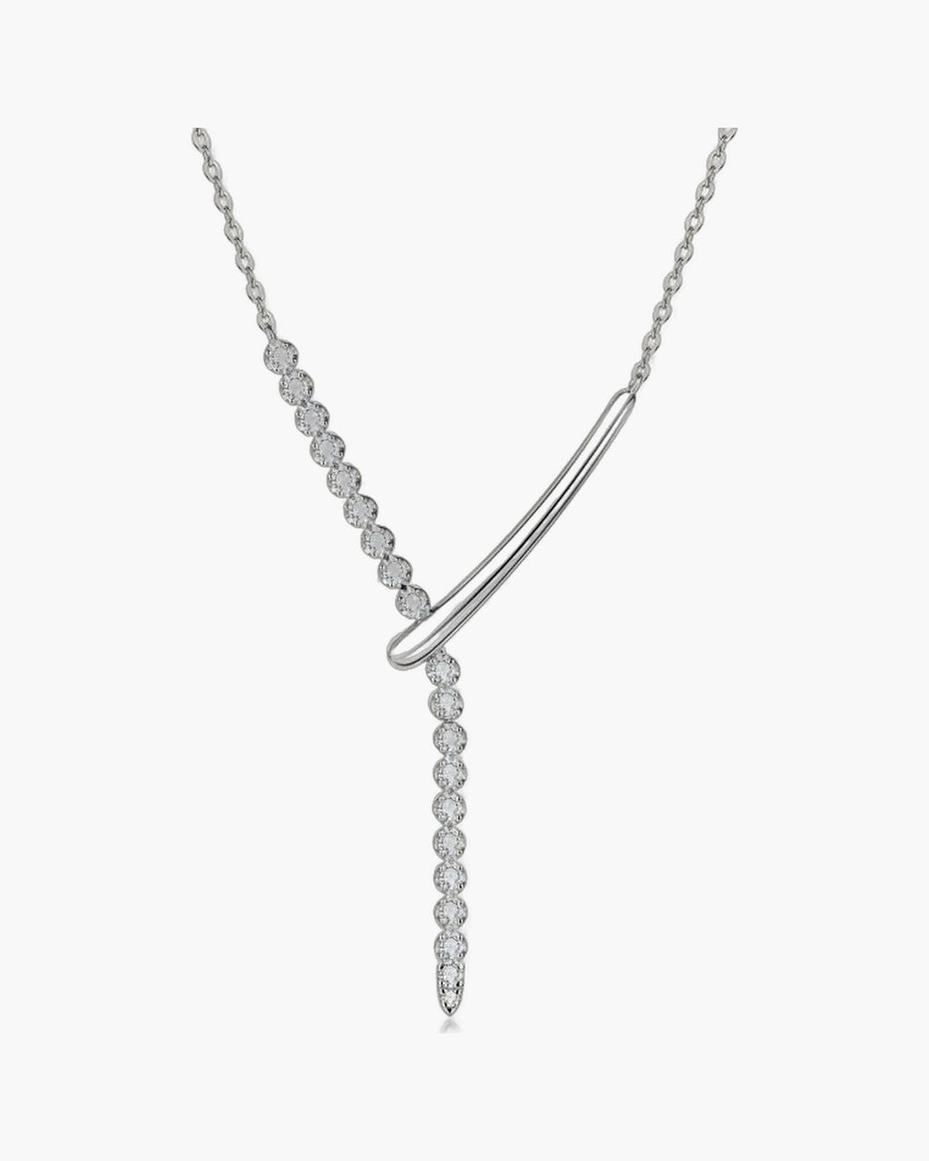 Elegant women's silver 925 necklace with sparkling cubic zirconia stones in a lariat style