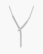 Elegant women's silver 925 necklace with sparkling cubic zirconia stones in a lariat style