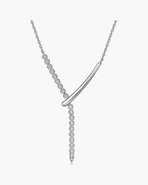 Elegant women's silver 925 necklace with sparkling cubic zirconia stones in a lariat style