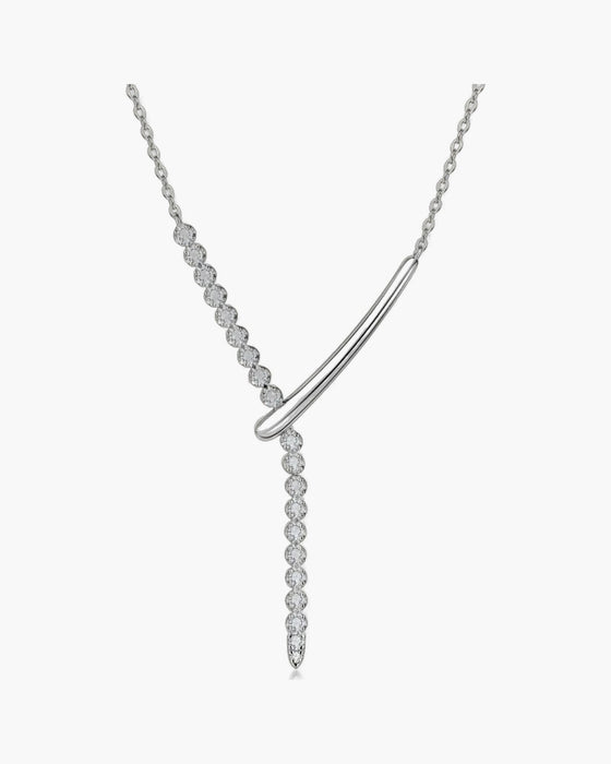 Elegant women's silver 925 necklace with sparkling cubic zirconia stones in a lariat style